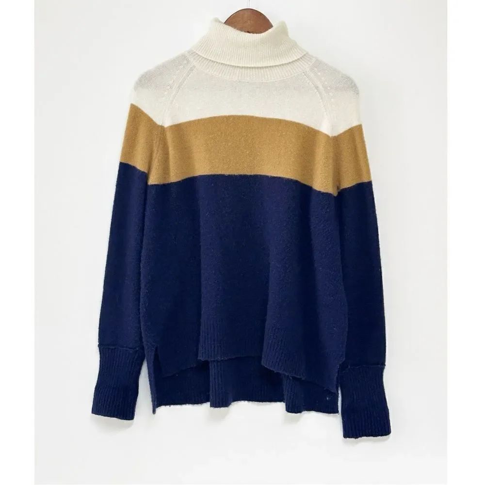 J.Crew Wool Alpaca Sweater Colorblock Turtleneck Supersoft Yarn Size Medium